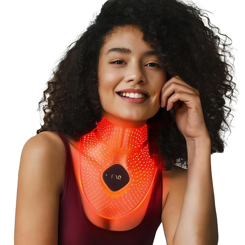 FAQ 211 Wearable Silicone Anti-aging NIR + 7 LED Light Therapy Neck & Décolleté Mask - Luxury Skincare for Lines & Wrinkles - Wireless & Lightweight - Flexible-Fit & Full Coverage - Beauty Skin Care