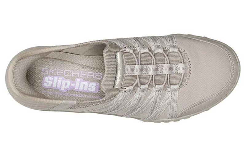 Skechers Womens Slip-On- Breathe-Easy ROLL-with-ME, Taupe, 5