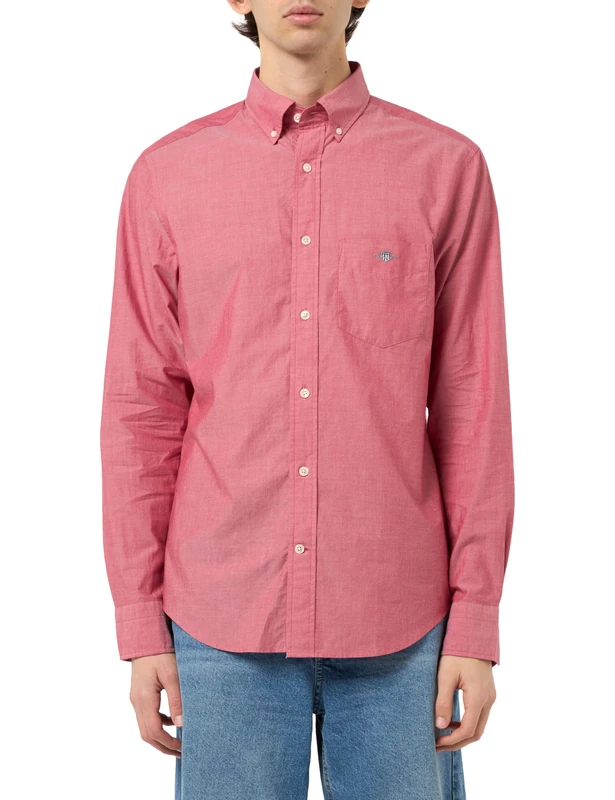GANT Men's Reg Classic Poplin Shirt, Bright Magenta Mel, S