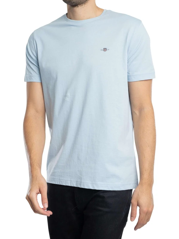 GANT Men's Reg Shield SS T-Shirt, Fresh Blue, L