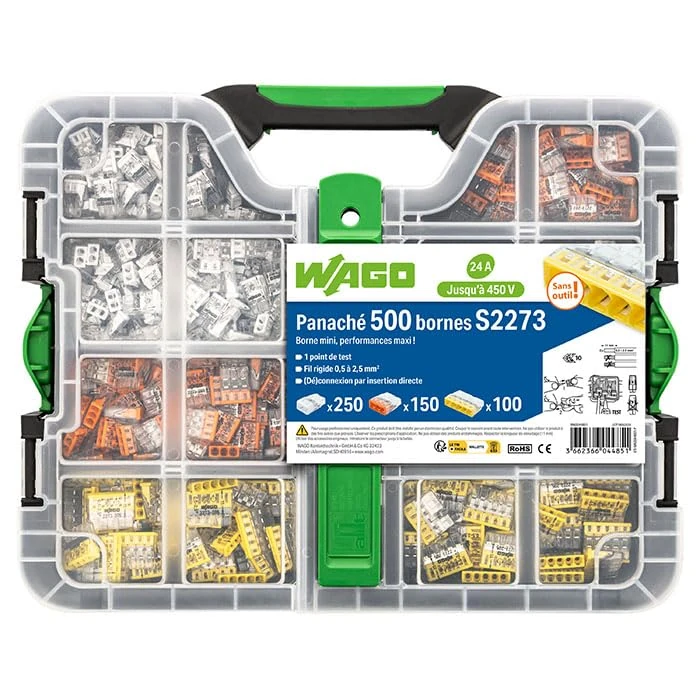Wago Case of 500 Terminals S2273 (250x2E + 150x3E + 100x5E) - Image 1