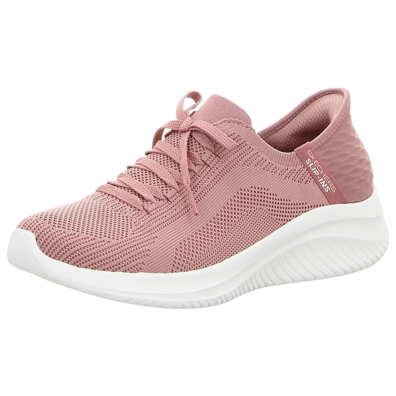 Skechers Women's Ultra Flex 3.0 Brilliant Path Slip-On Sneakers, Mauve Knit/Pink Trim, 5.5 UK Wide
