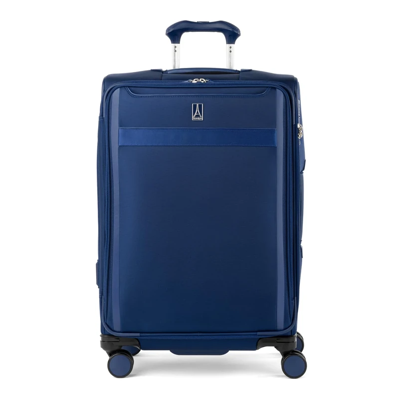 Travelpro Versapack + Lightweight Softside Expandable Checked Luggage, 8 Spinner Suitcase, TSA Lock, Men and Women, Checked Medium 25-Inch, Estate Blue, Estate Blue, Versapack + Softside Expandable
