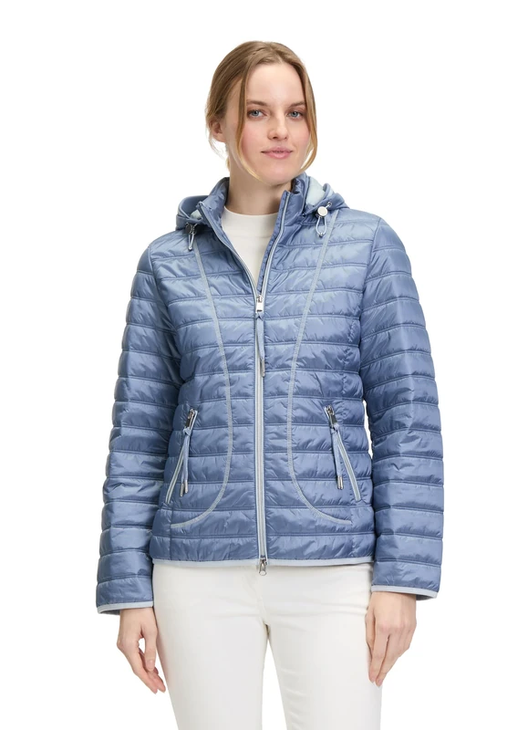 Betty Barclay Women's Quilted Jacket with Removable Hood, Stonewash, 12