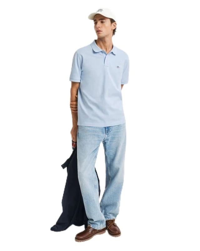 GANT Men's Reg Shield SS Pique Polo Shirt, Fresh blue, XL