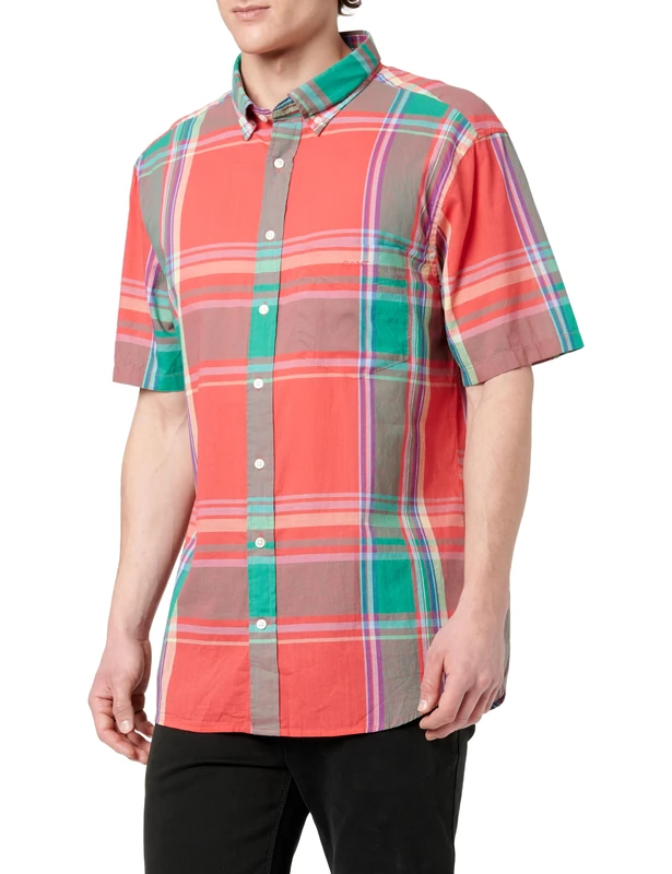 GANT Men's Reg Indian Madras Ss Shirt, Eggshell, 3XL