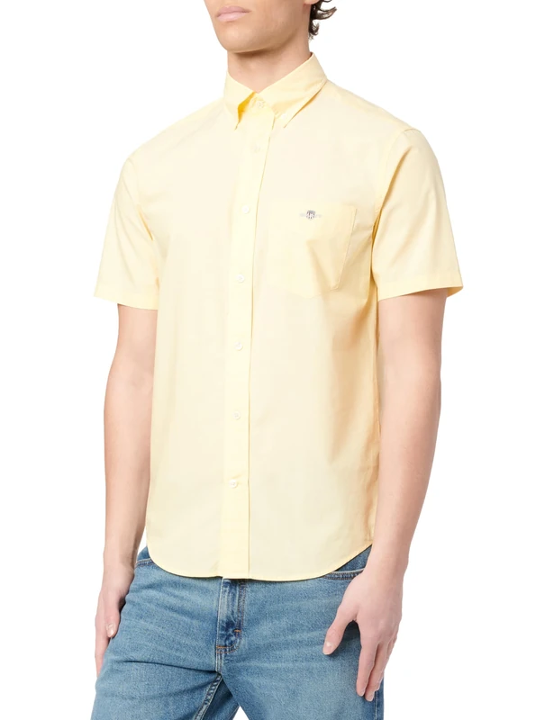 REG Classic POPLIN SS Shirt, bananengelb, XXL