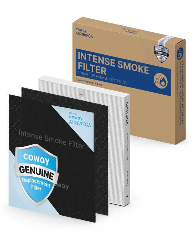 Coway AP-1512HH & 200M Air Purifier Filter Replacement, Intense Smoke Pack, 1 True HEPA Filter, 2 Carbon Filters, Black