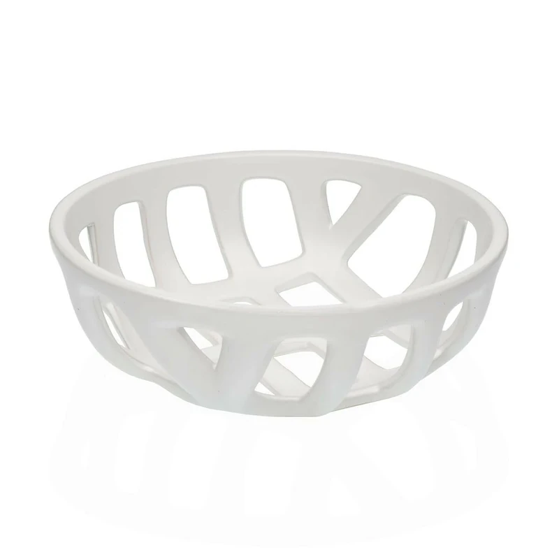Versa White Ceramic Fruit Basket Dolomite 26.4 x 8.5 x 26.4 cm