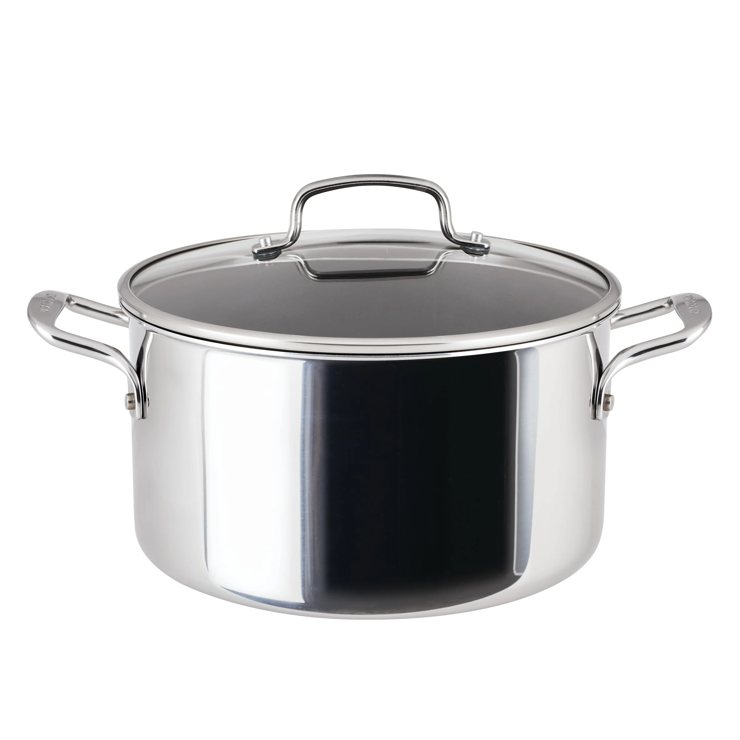 Circulon Scratch Defense Stainless Steel Stock Pot with Lid: 7.6L, 26cm Induction Stock Pot with Extreme Non Stick and Glass Lid, All Hob Suitable
