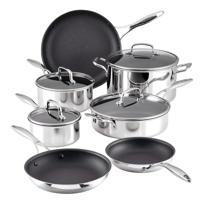 Circulon Scratch Defense Stainless Steel Pan Set: 7 Piece Induction Hob Pan Set with Extreme Non Stick, Induction and All Hob Suitable