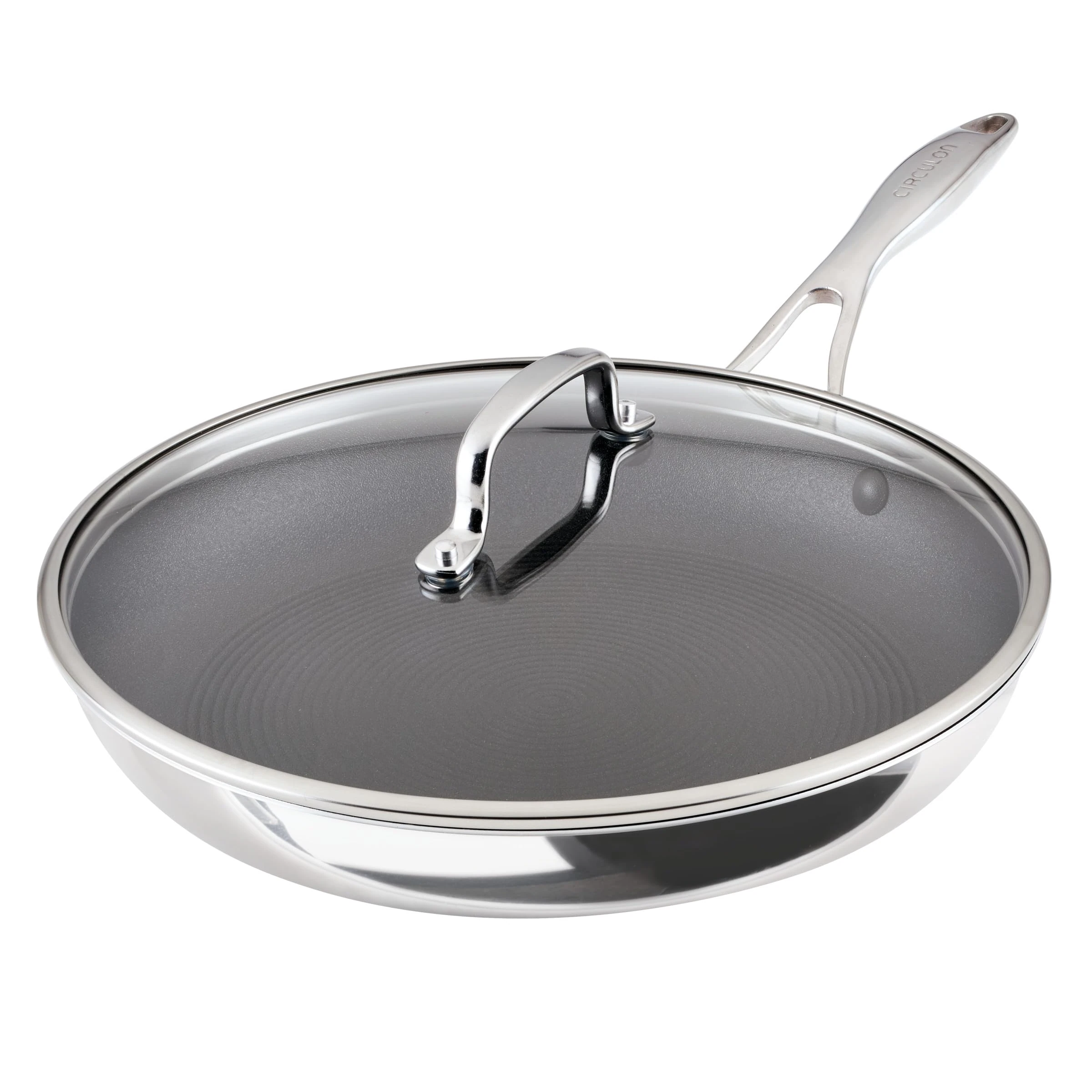 Circulon Scratch Defense Stainless Steel Frying Pan with Lid: 32cm Extreme Non Stick Frying Pan, Induction and All Hob Suitable