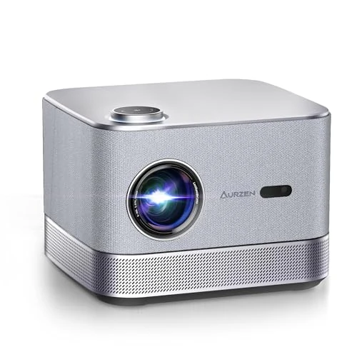 NetfIix Officially & DoIby Audio,AURZEN 4K Supported Smart Projector with Auto Focus & Keystone, 2 Extra Auto Tech, HDR 10 60Hz WiFi Bluetooth Outdoor Portable Projector for Smartphone/USB/HDMI