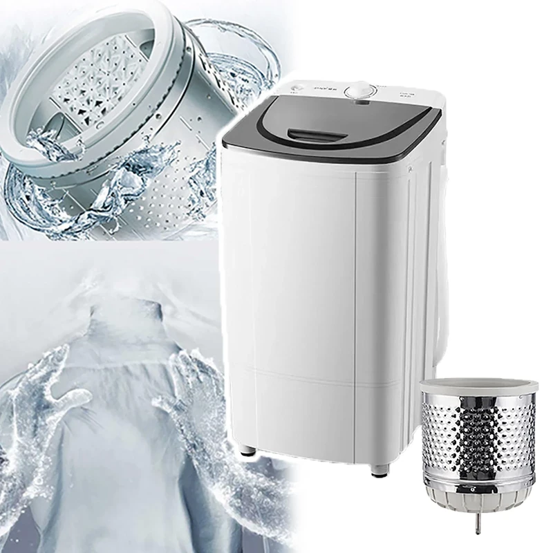 WhAeoy Gravity Drain Dryer(10kg), 2800 RPM+360° Blue Light, Energy Saving-5 Min : 0.016 KWh, Stainless Steel Inner Cylinder+ Knob Design, for Camping Apartments,A