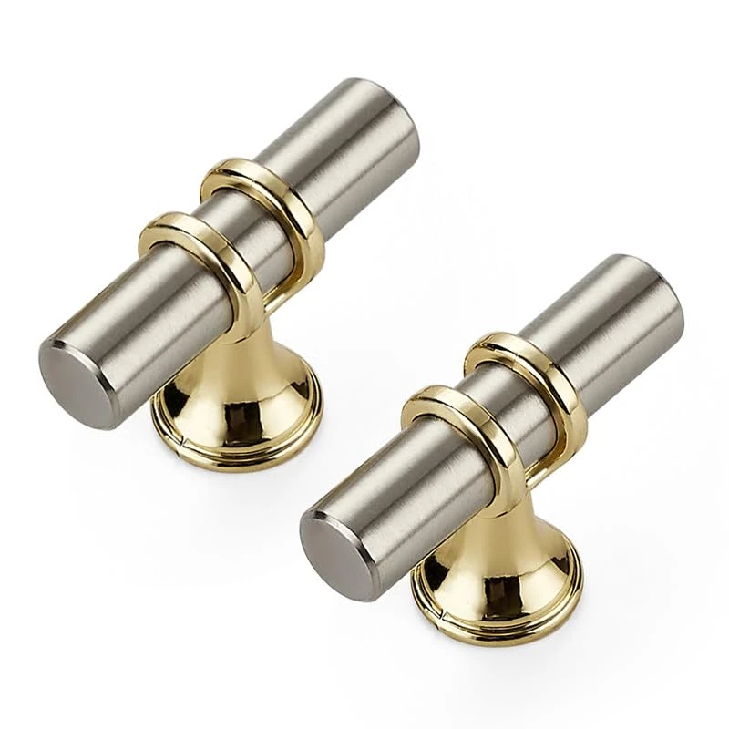 30 Pack Brushed Nickel&Gold Cabinet Knobs, 2in Length T Bar Drawer Knobs