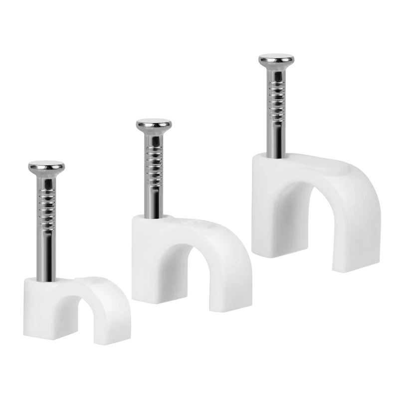 URAQT Cable Clips, 300 PCS White Cable Nail Clips, Cable Tidy Cable Holders Management Wire Tidy Clips, 3 Sizes, Wire Clips for Cables, for Organizing Wires and Cables for TV