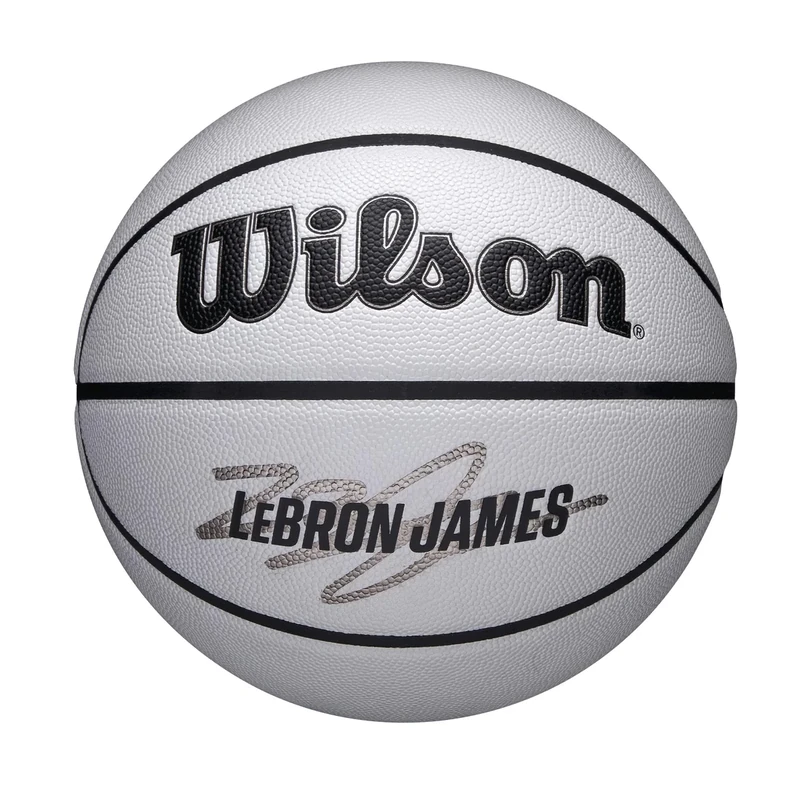 Wilson NBA Player Icon UV Basketball, James Design, With UV Shielding and Pure Feel Texture, Provides True Grip Coating and Reliable Bounce, Colour: Grey, Size: 7