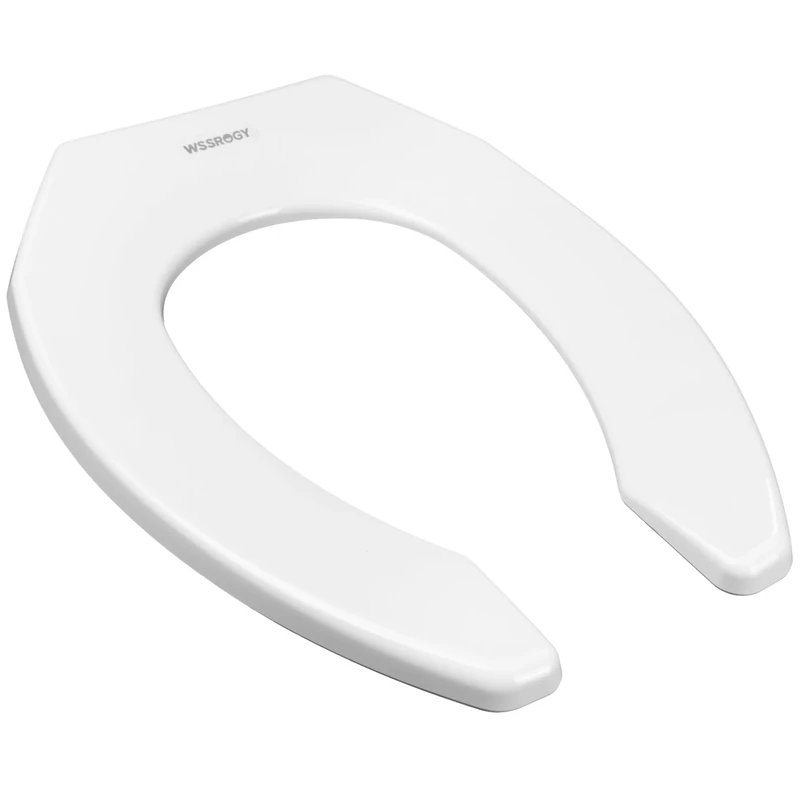 Commercial Elongated White Toilet Seat Front Open, Heavy-Duty up to 550lbs,Grip-Tight Bumpers, Quiet-Close Seat, Quick-Attach Hardware for Easy Clean