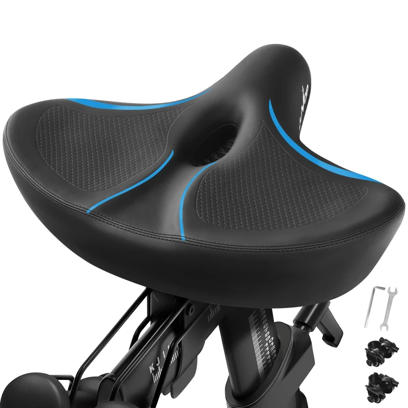 WUVOP Oversized Peloton Bike Seat - Wide Blue Bicycle Saddle