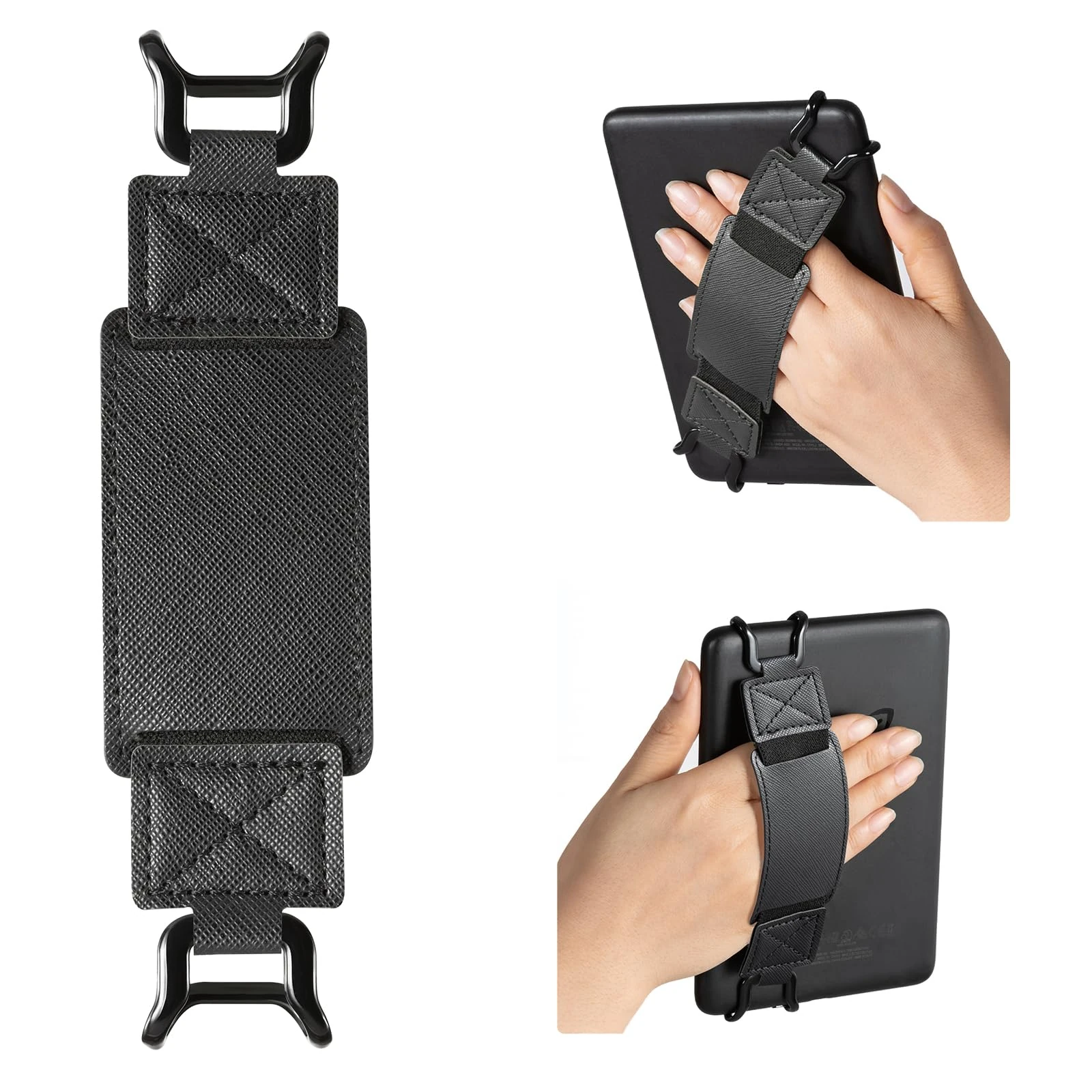 CoBak Secure Hand Strap for Kindle and Tablets - Versatile and Lightweight Finger Grip Holder for 6-7.5" Kindle/Kobo/Voyaga/Lenovo/Sony E-Book Tablet - High Elasticity, Black