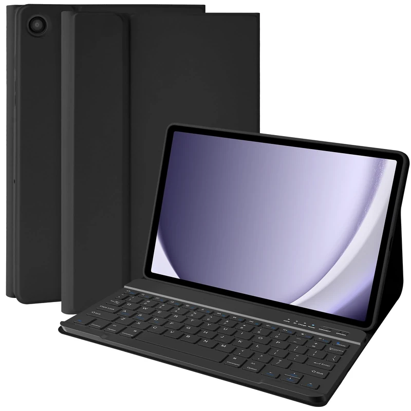 Keyboard Case for Samsung Galaxy Tab A9 Plus 11 Inch 2023 Model (SM-X210/X216/X218), Slim Lightweight Stand Cover with Magnetically Detachable Wireless Bluetooth Keyboard (Black)