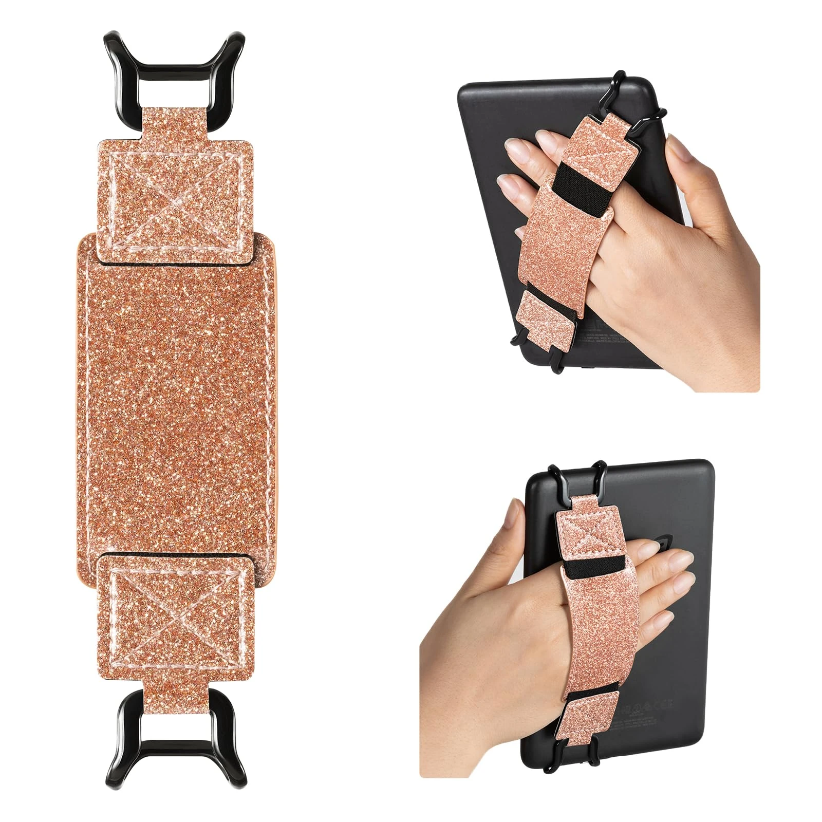 CoBak Secure Hand Strap for Kindle and Tablets - Versatile and Lightweight Finger Grip Holder for 6-7.5" Kindle/Kobo/Voyaga/Lenovo/Sony E-Book Tablet - High Elasticity, Glitter