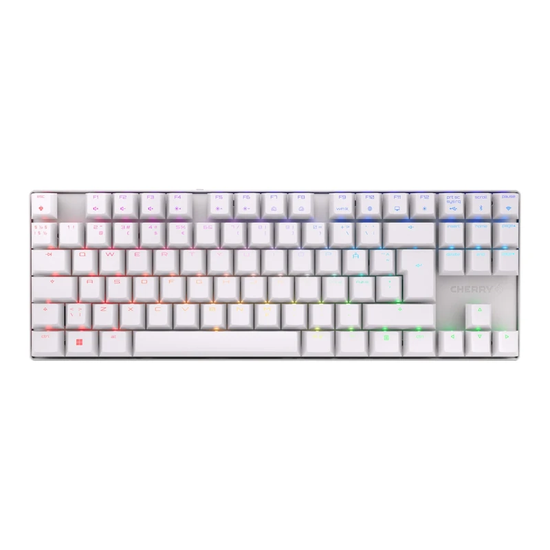 CHERRY MX 8.2 TKL Wireless, Cordless Gaming Keyboard without Numpad, Pan-Nordic Layout (QWERTY), Bluetooth, 2,4 GHz & Cable, MX2A RED Switches, White
