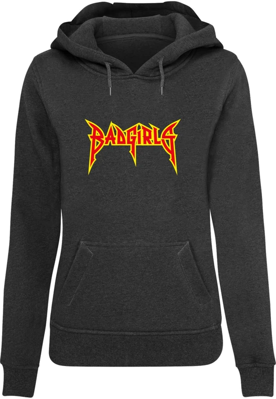 Miss Tee Women's Hooded Pullover Badgirls Hoody, Casual Hoodie with Front Print, Regular Fit, Sizes XS - 5XL, charcoal, XS - Image 1
