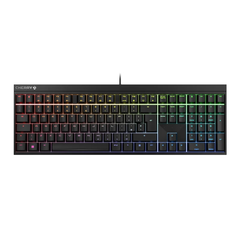 CHERRY MX 2.0S, Mechanical Gaming Keyboard with RGB Lighting, UK-Layout (QWERTY), Wired, Designed in Germany, MX2A RED Switches, Black