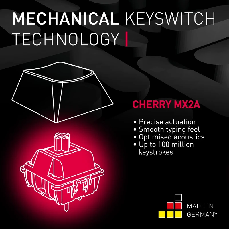 CHERRY MX 8.2 TKL Wireless, Cordless Gaming Keyboard without Numpad, French Layout (AZERTY), Bluetooth, 2,4 GHz & Kabel, MX2A RED Switches, Black