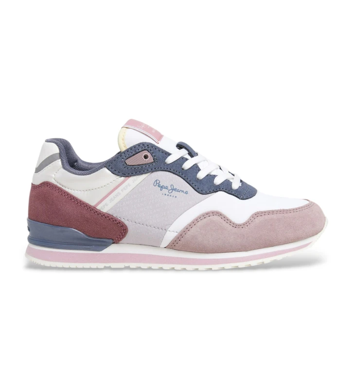 Pepe Jeans Women's London Print W Sneak, Grey Dusty Pale Pink, 5 UK