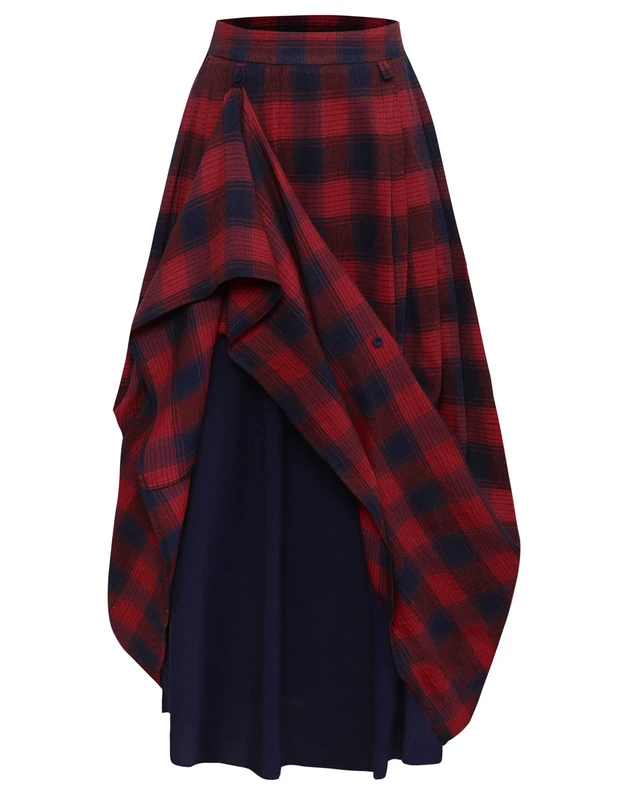 Scarlet Darkness Plaid Skirts for Women High Waist Long Skirt with Pockets, Red Plaid, M