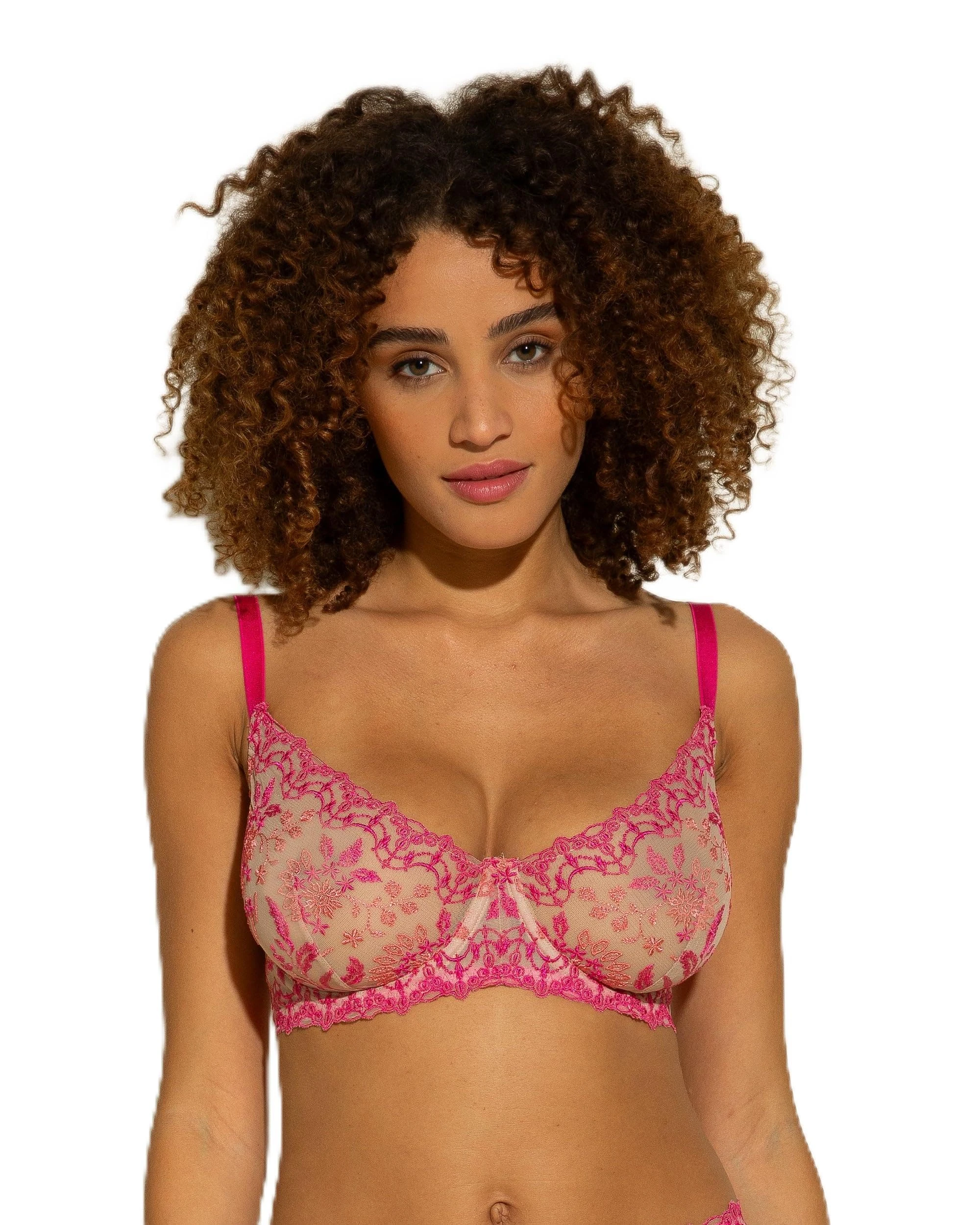 Cosabella Women's Usha Underwire Molded Bra, Semi-Sheer, Flori Pink, 34C