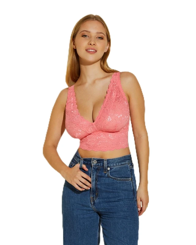 Cosabella Women's Say Never Curvy Plungie Longline Bralette Plunge Bra, Semi-Sheer, Venetian Dusk, S