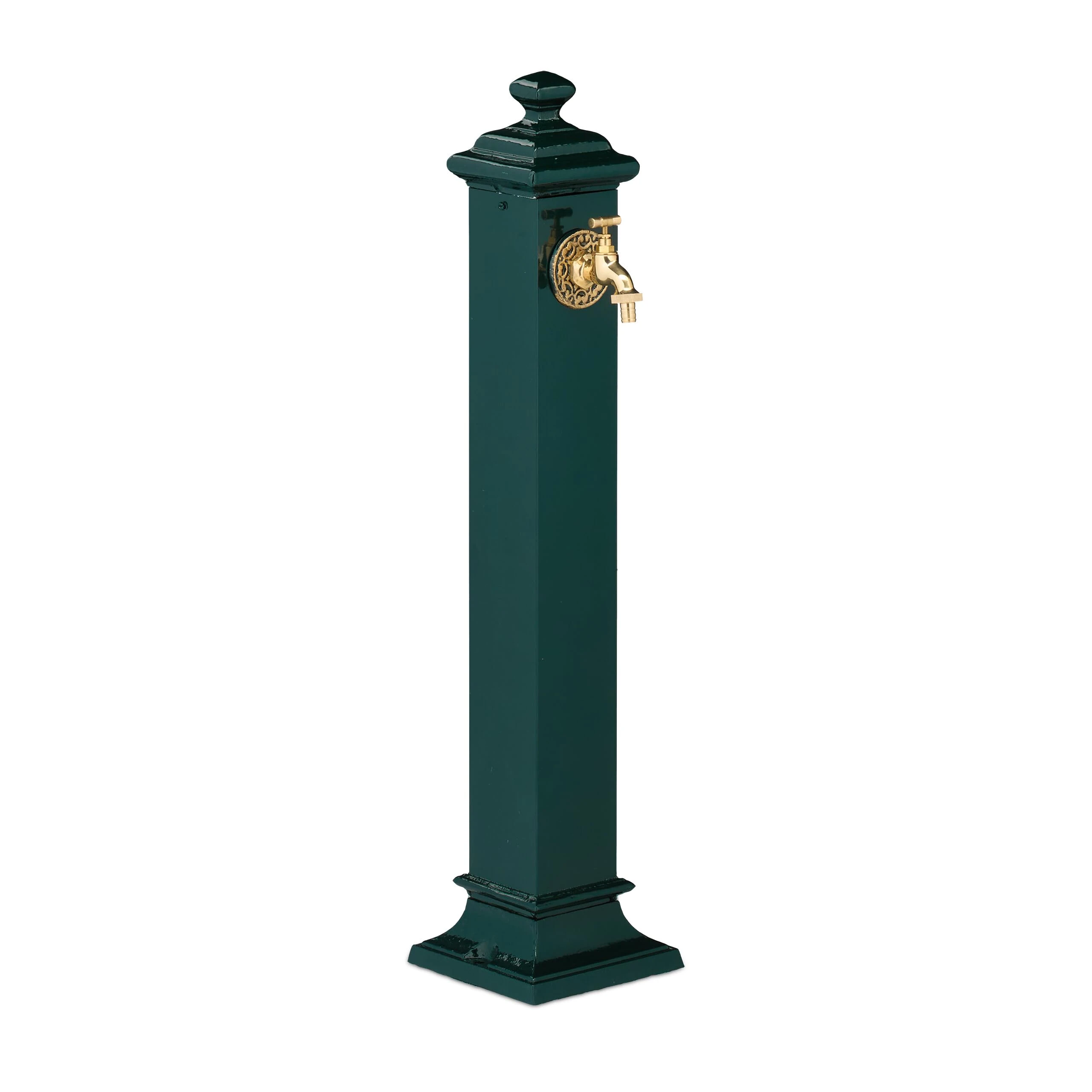 Relaxdays Standing Fountain Antique, HWD: 86 x 19 x 23 cm, Water Tap Garden, Terrace, Ornamental, Dark Green, Cast iron