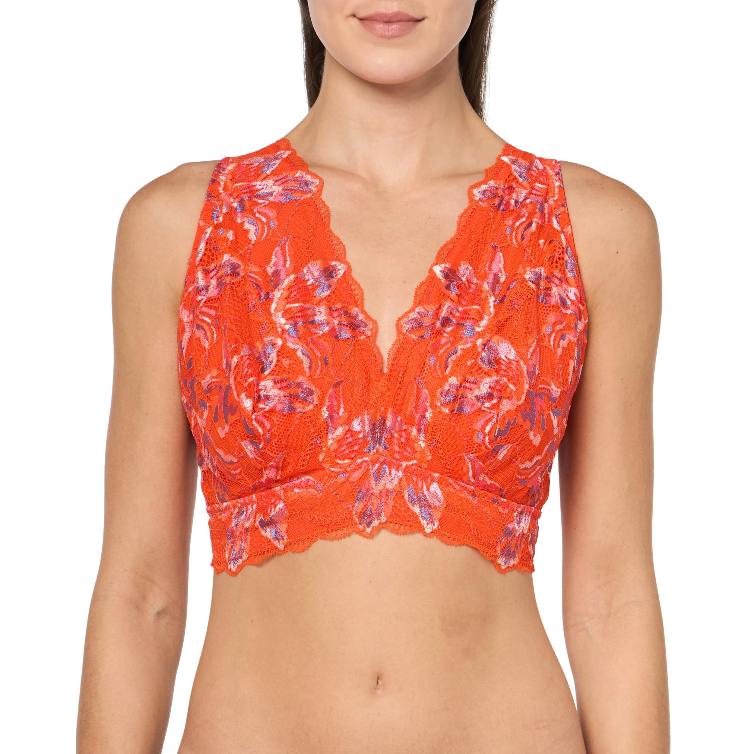 Cosabella Women's Paradiso Super Curvy Bralette Plunge Bra, Semi-Sheer, Sicilian Orange, XS