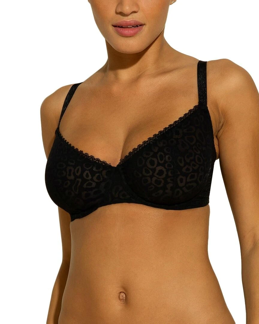 Cosabella Women's Accra Underwire Bra Molded, Opaque, Black Animal, 34B