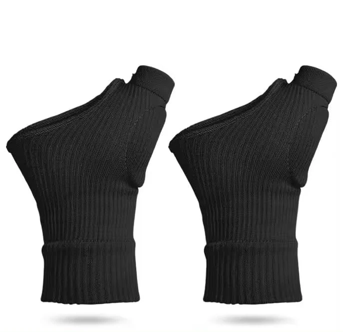 1 Pair Arthritis Wrist & Thumb Support Brace | Compression Wrist Brace for Hand Instability, Improve Circulation | Provide Excellent Support for Thumb Injury, Carpal Tunnel, Tenosynovi (Black, S)