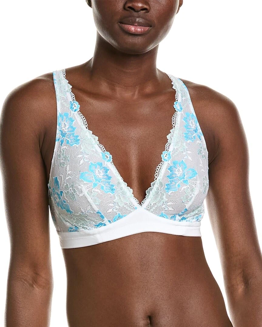 Cosabella Women's Savona Bralette Bra, Semi-Sheer, White/Verde Umbria/Constance Blue, M