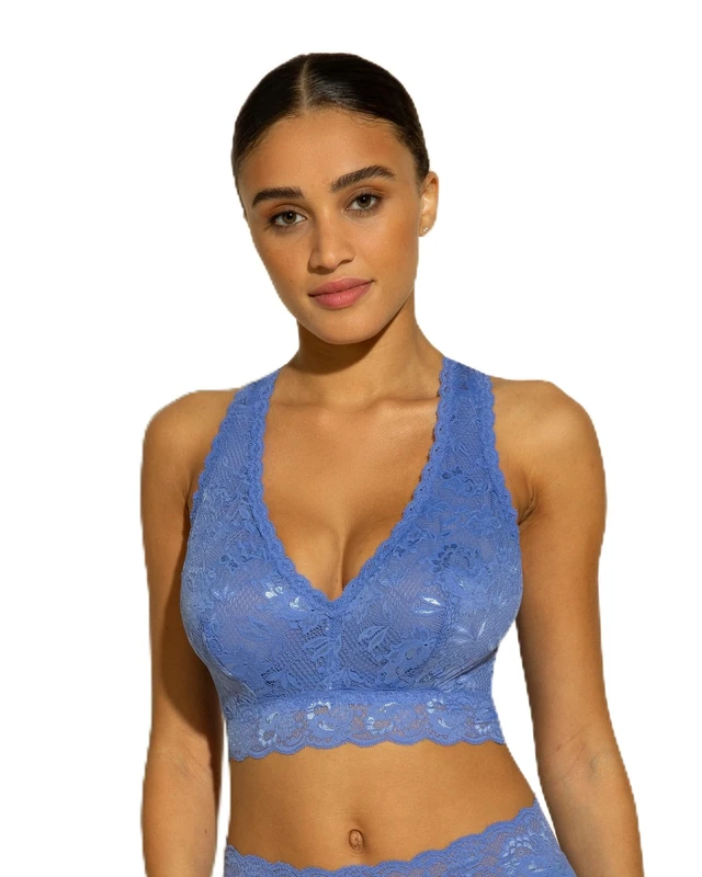 Cosabella Women's Say Never Curvy Racie Racerback Bralette Bra, Semi-Sheer, Portofino Blue, L
