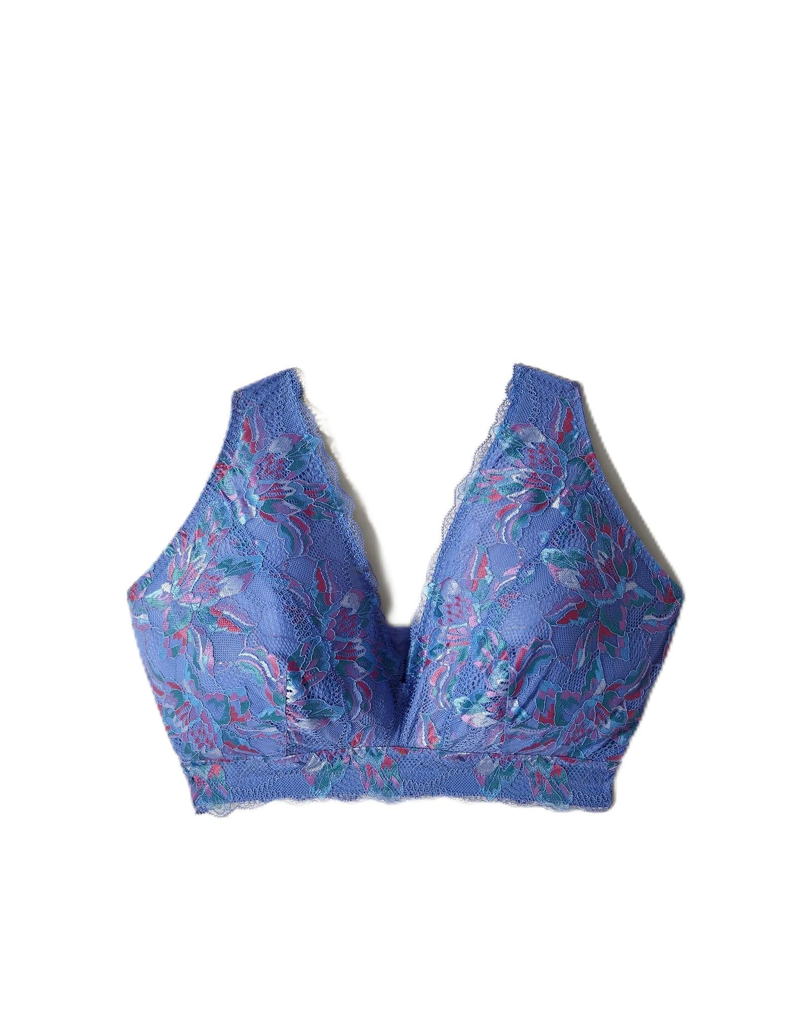 Cosabella Women's Paradiso Super Curvy Bralette Plunge Bra, Semi-Sheer, Portofino Blue, XS