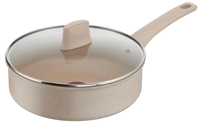 Tefal Delight Sauté Pan 24 cm, Safe Non-Stick Coating, Temperature Indicator, 100% Recycled Aluminium Body, All Heat Source, Glass Lid, Made in France G2933202 - Image 1