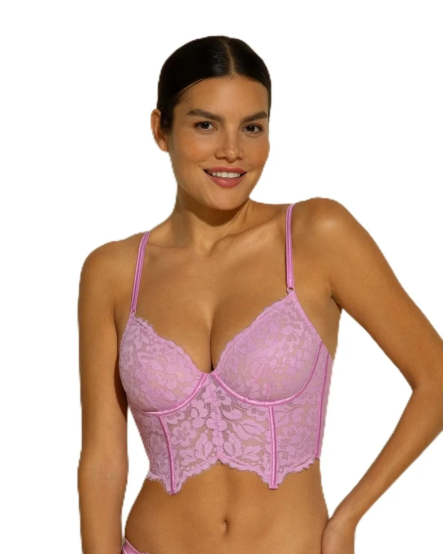 Cosabella Women's Magnolia Longline Underwire Bra Plunge, Semi-Sheer, Neela Flower, 32D