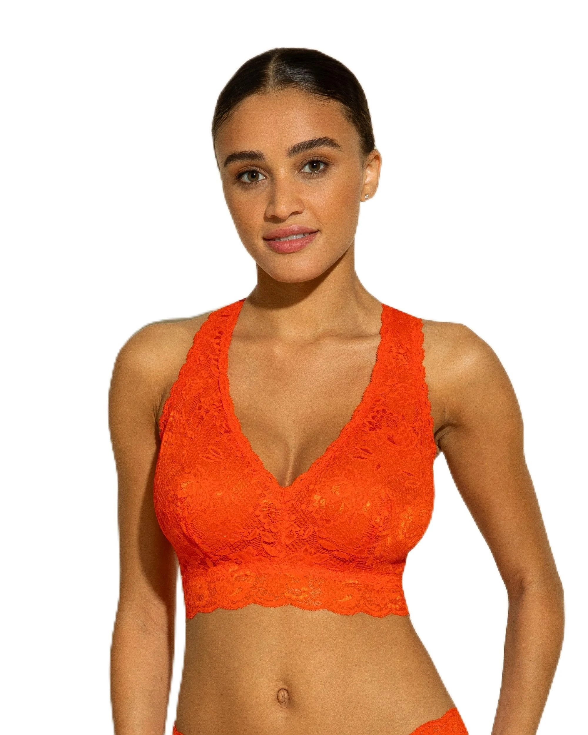 Never Say Never Bralette curvy racie con spalline incrociate bralette, Sicilian Orange, XL