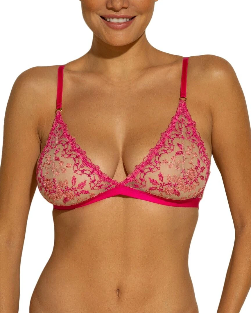 Cosabella Women's Usha Bralette Bra, Semi-Sheer, Flori Pink, S