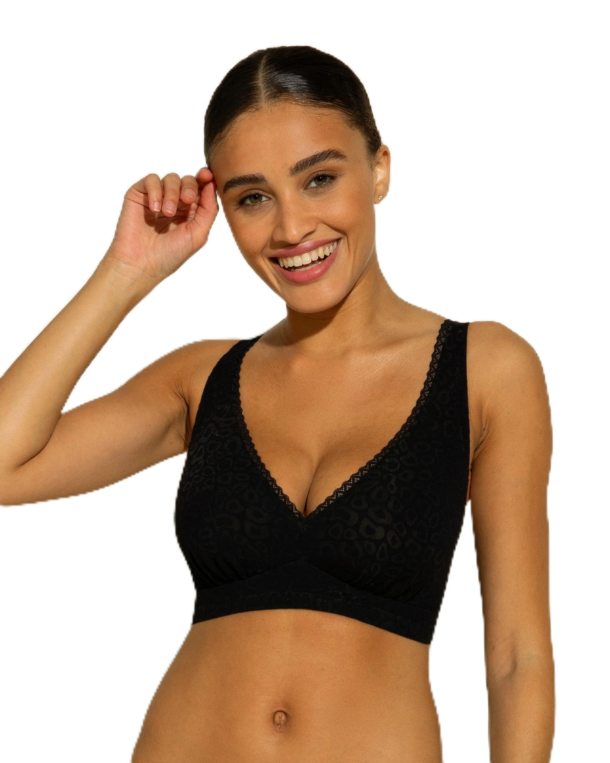 Cosabella Women's Accra Curvy Bralette Bra, Opaque, Black Animal, S