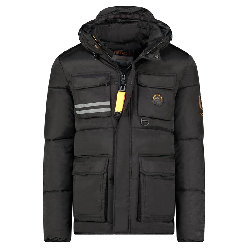 Geographical Norway Dolbary Men Long Warm Parka for Autumn Winter – Waterproof Waterproof Coat – Outdoor Hooded Fur Jacket – Windproof Jacket – Men (Black S), Black, S