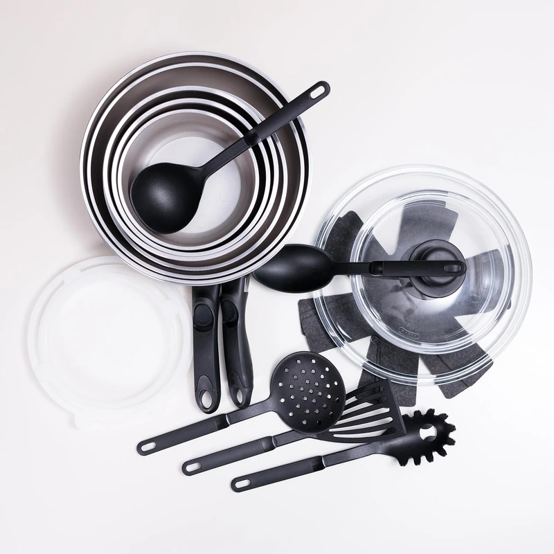 Kamberg - Cookware 22 pcs - Induction - Made in France - PFOA/PFAS Free - with 2 Pyrex® lids Ø20-28 cm - Image 1