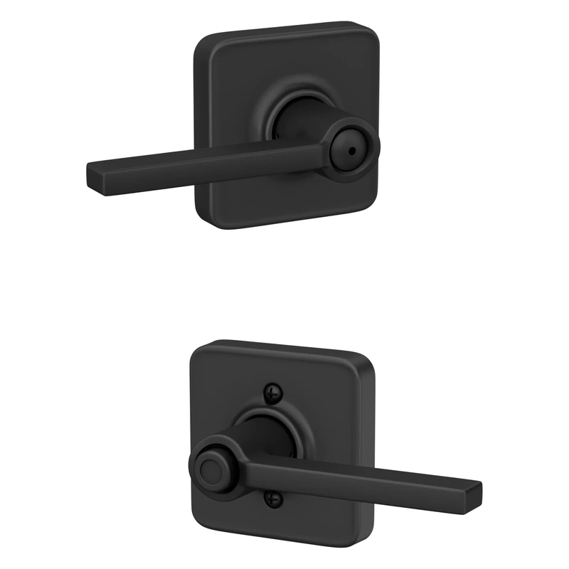SCHLAGE F40 LAT 622 LFL Latitude Door Lever with Laflin Trim, Bed & Bath Privacy Lock, Matte Black