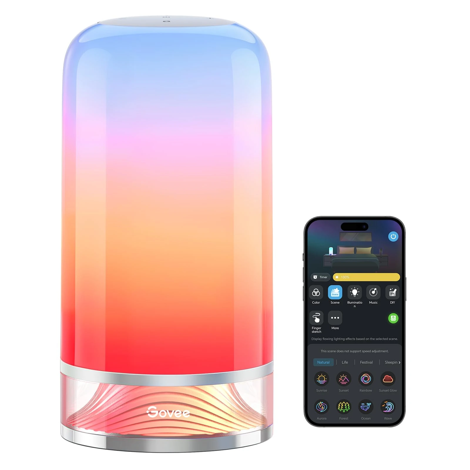 Govee Bedside Touch Table Lamp, Night Light Kids LED RGBICWW Works with Matter and Alexa, Music Sync, 64 Scene Modes, Timer, 2700-6500K Night Lamp for Bedroom, Kids, Living Room Decor(Corded Electric)